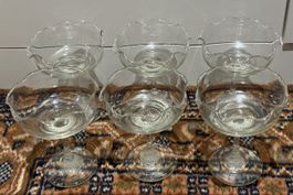 6 Dessertschalen / Glasschalen mit Fuss, Vintage Stil