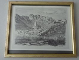 Litho datiert Gygax - hinter Glas