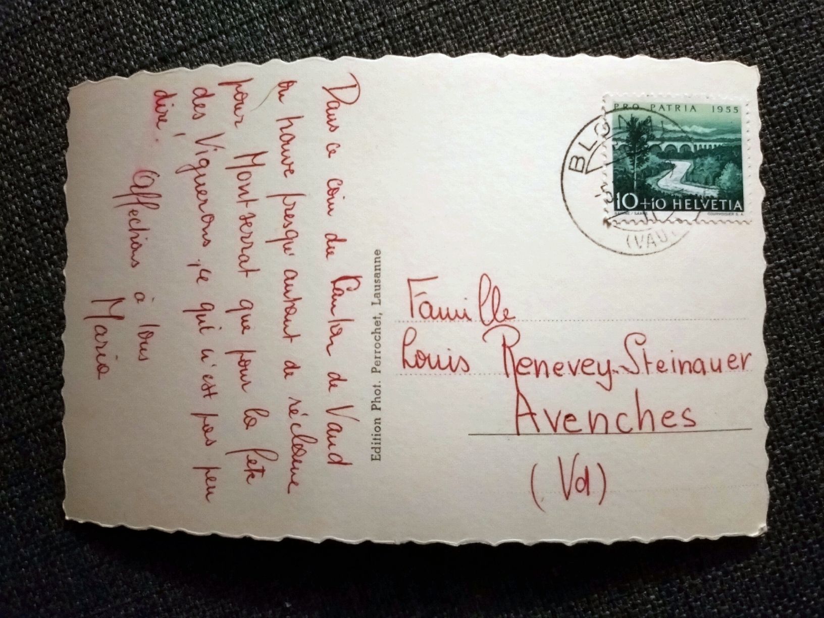 Ansichtskarten: Carte postale Château de Blonay 1955 Pro Patria Vaud – Gebraucht aus Farvagny-le-Grand von LaCaverne 1