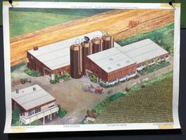 Vintage Schulwandbild MODERNER BAUERNHOF, Hans Gantert  #G11