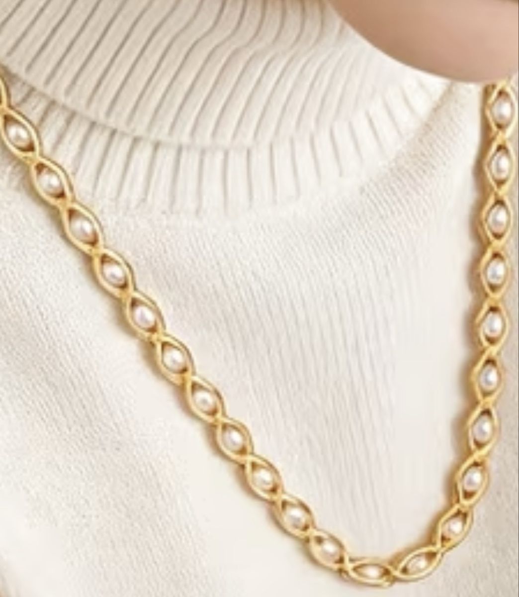 Ketten: Jolie parure plaquée et perles largeur 0,5 / collier 48 cm  – Neu (gemäss Beschreibung) aus Kloten von Vermicelles 1