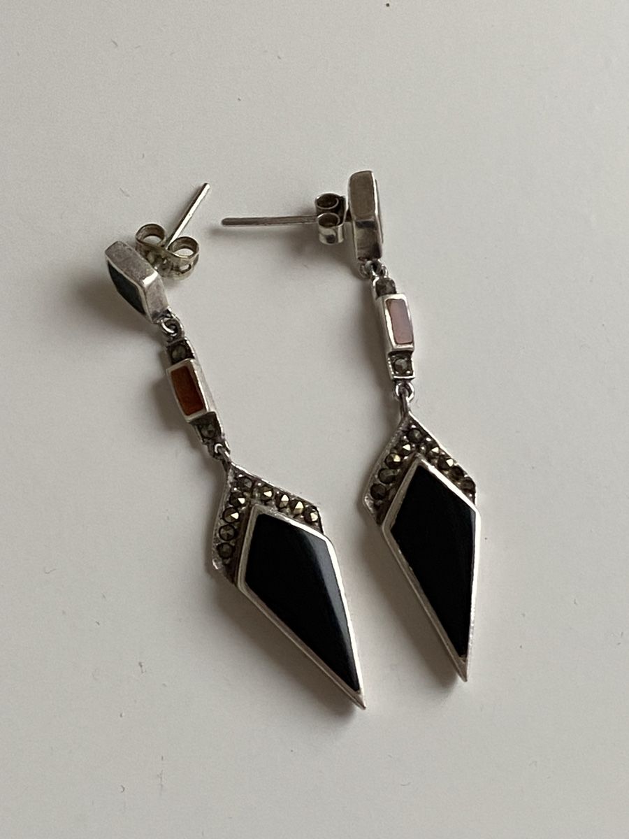 Ohrringe & -stecker: Silber 925 Vintage Onyx Ohrringe – Gebraucht aus Givisiez von dor_xb9k