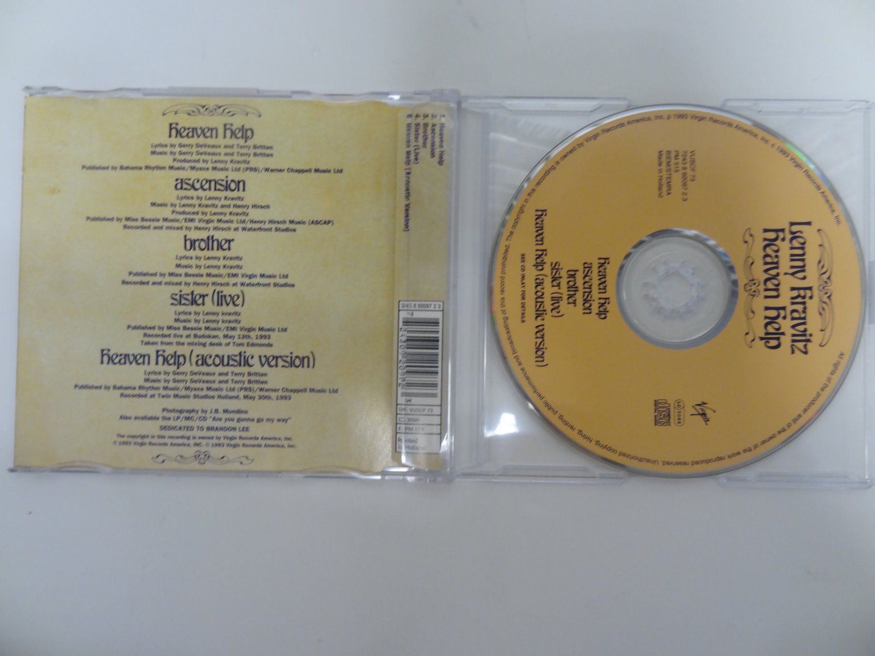 CD: Lenny Kravitz Heaven Help 1993 Dutch CD single VUSCF73 – Usato da luzern venduto da musicandart 1