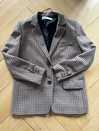 Zara Checked Blazer Size M Fall Colors Oversized Look 🍂