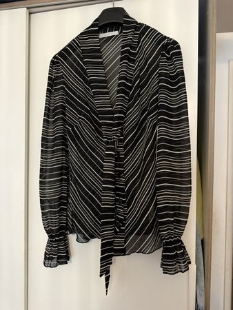 Charlotte Russe Striped Tie-Neck Blouse - Size Small