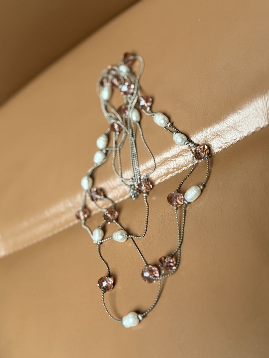 Catenine: Lange Modeschmuck Kette mit Süsswasserperlen & Glasperlen NE – Nuovo e nell'imballaggio originale da Basel venduto da Chili007 2