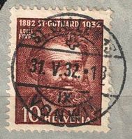 50 Jahre Gotthardbahn 1932 - Louis Favre - Gedenk Briefmarke