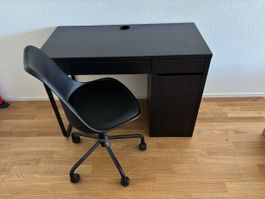 Schreibtisch mit Bürostuhl, schwarz, gut erhalten!