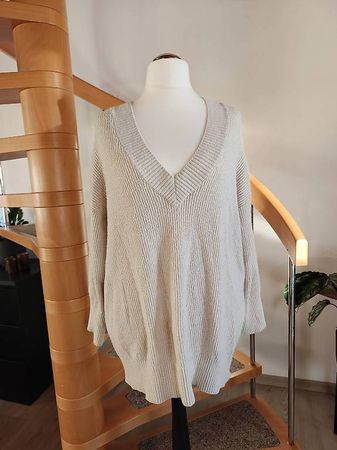 MANOR Oversize Pullover XL 44 46 48 V-Ausschnitt Beige