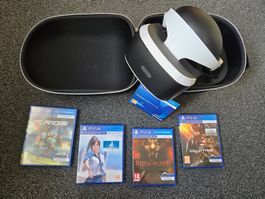 PSVR Brille mit 4 Spielen & Case, guter Zustand