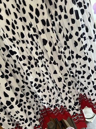 Jupe plissée imprimé dalmatien vintage marine rouge blanc M