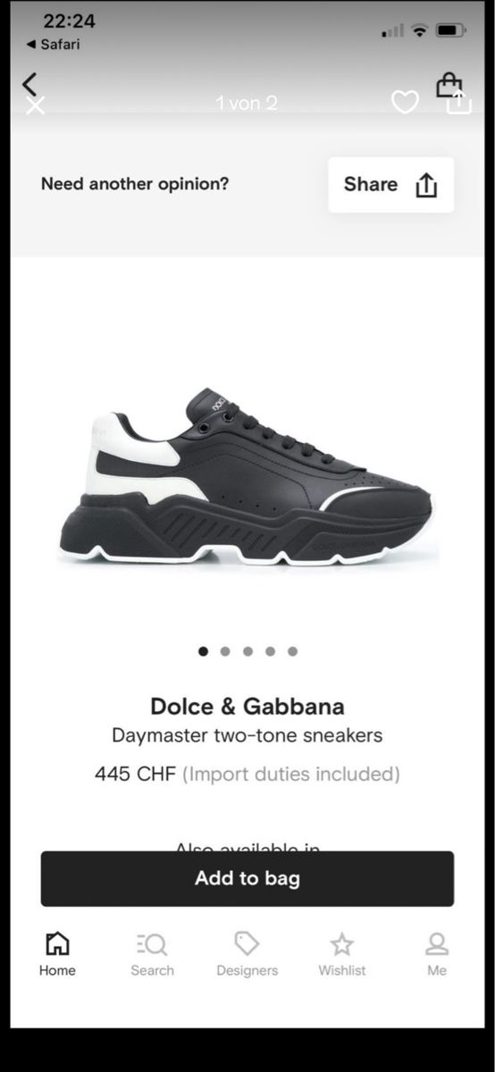 Dolce & Gabbana Scarpe da uomo: Dolce & Gabbana Sneaker Daymaster, Schwarz/Weiss, Gr. 44 – Nuovo e nell'imballaggio originale da Brugg AG venduto da Coni1989