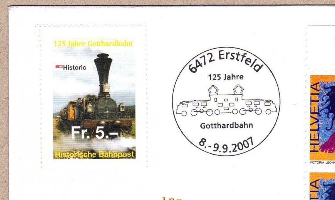 Tutti i francobolli: 125 Jahre Gotthardbahn, mit Fr. 5.- Hist. Bahnpost 2007 – Usato da Kreuzlingen venduto da Koi4 1