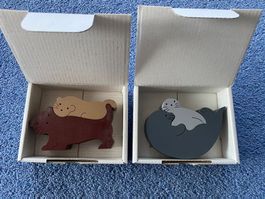 Tigerpaar / Seelöwenpaar Holz farbig von Naef Spielzeug  NEU
