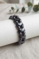 Bracciale elastico in ematite nero design a zigzag 