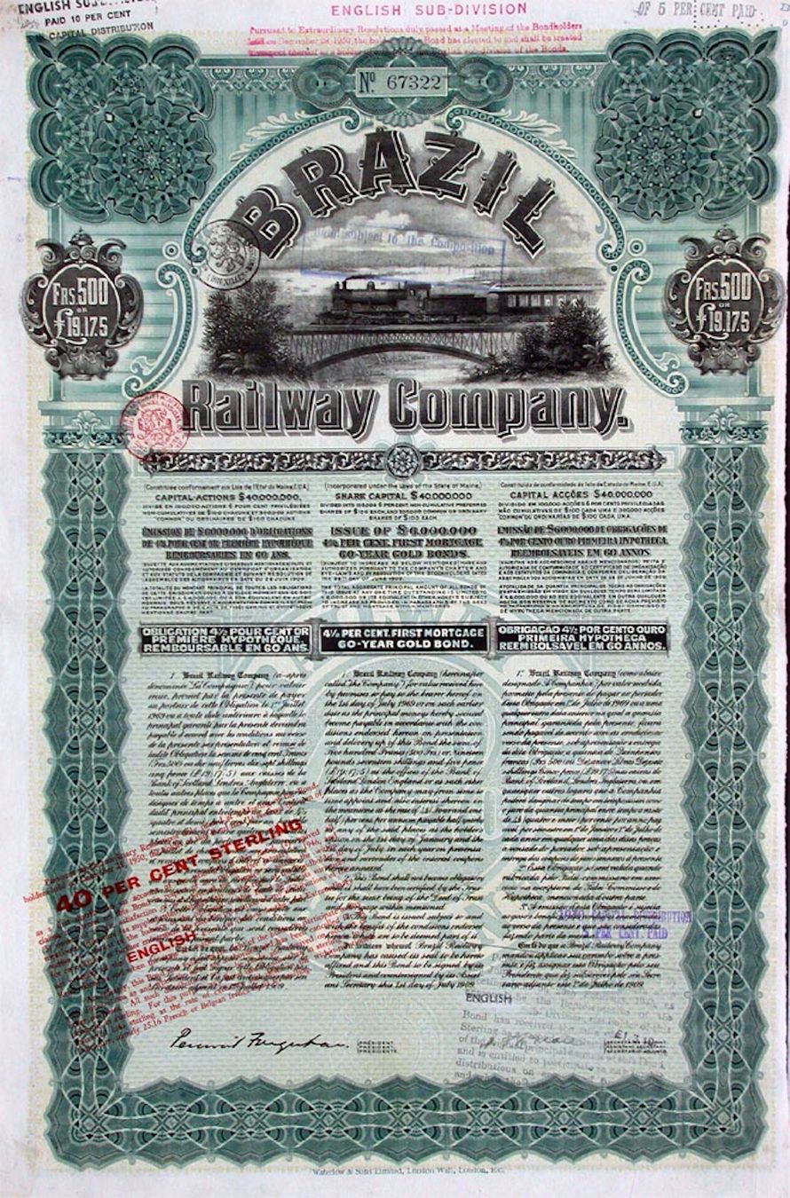 Dokumente: Brazil Railway Company - 1907 – Gebraucht aus Solothurn von Sgasche