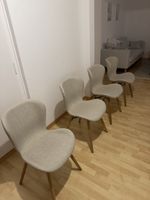 4 Stühle in modernem Design (Beige / Holzoptik)