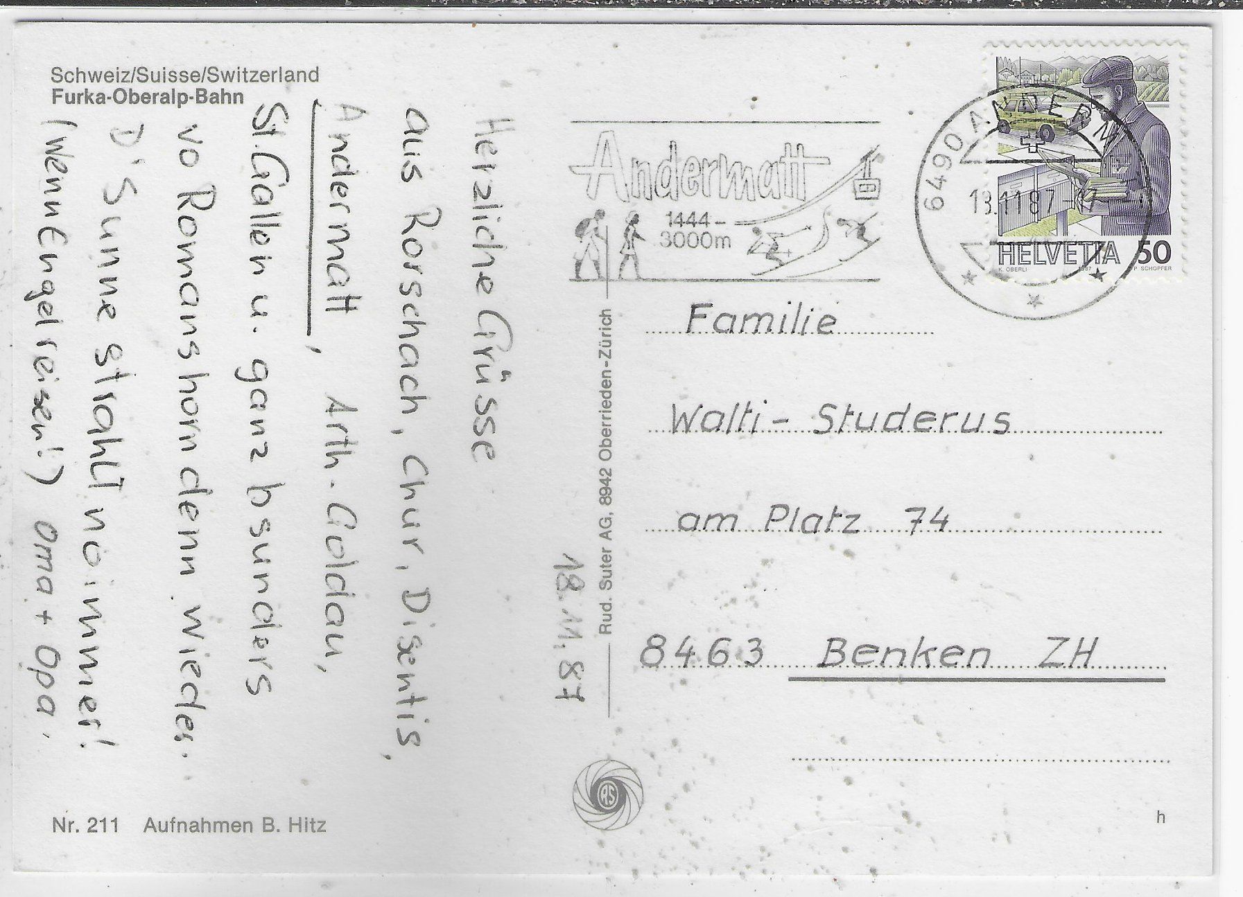 Cartoline postali: Furka-Oberalp Bahn – Usato da Ettingen venduto da Kartenplanet 1