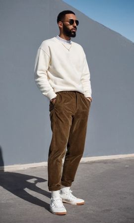 pantalon côtelé warren & parker taille 34/32 pour homme