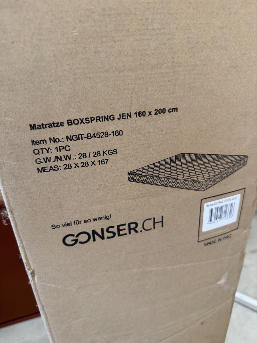 Gonser Materassi: Matratze Boxspring Jen 160x200 – Nuovo e nell'imballaggio originale da Herzogenbuchsee venduto da Adrianrieser 1