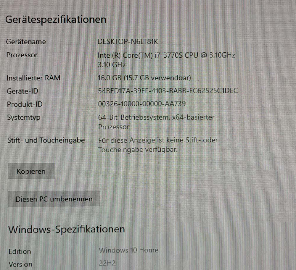PCs: Computer mit i7-Prozessor und 16GB RAM ab CHF 1.-- – Gebraucht aus Neuendorf von Buggle 4