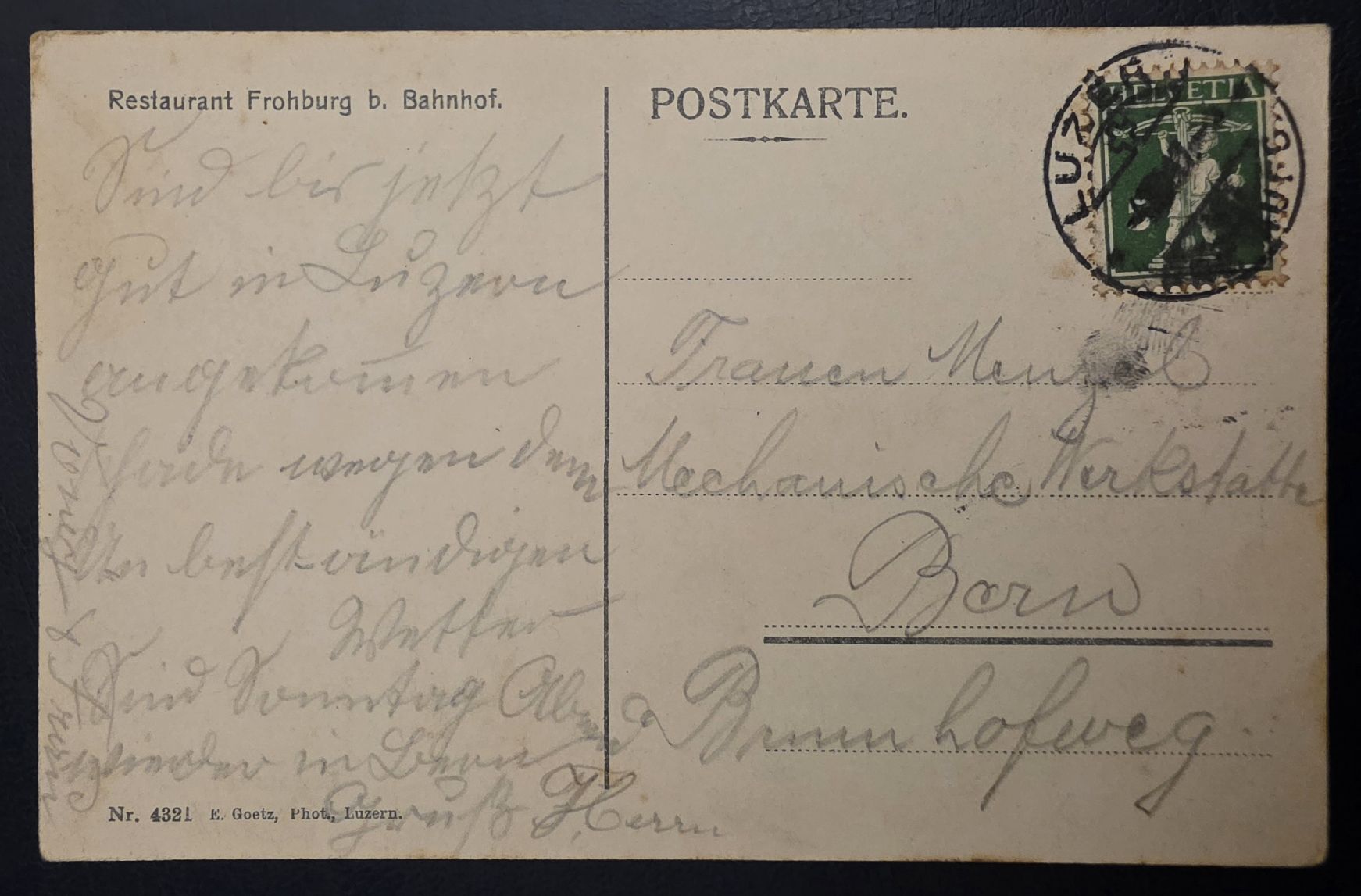 Cartoline postali: AK Luzern / Restaurant  – Usato da Bern venduto da Kocholo 1