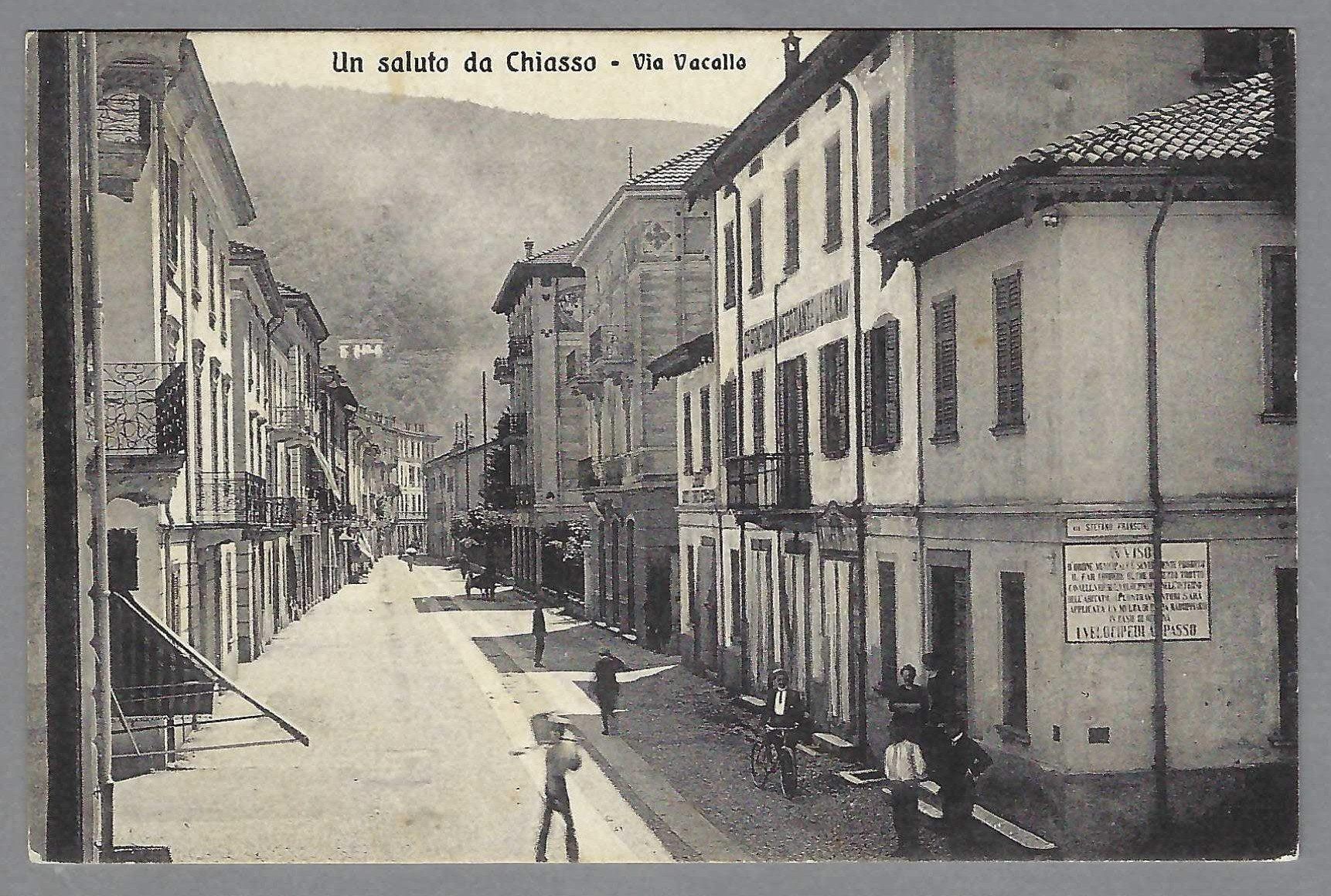Cartoline postali: CHIASSO, 0 1916, VIA VACALLO, ANIMATA – Usato da Pura venduto da ulisse1957