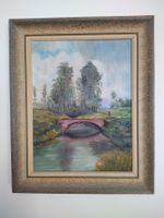 Original Ölgemälde 🖼️Landschaft mit Brücke und Fluss