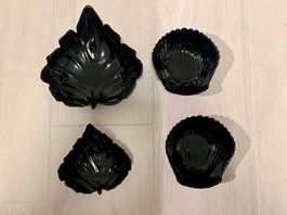 Lot de 4 coupelles noires  Design feuille & coquillage