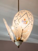50ER JAHRE Lampe mit Glaszeichnung  🌺