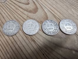 2 Fr. 1905 Silbermuenzen4 Stück guter Zustand