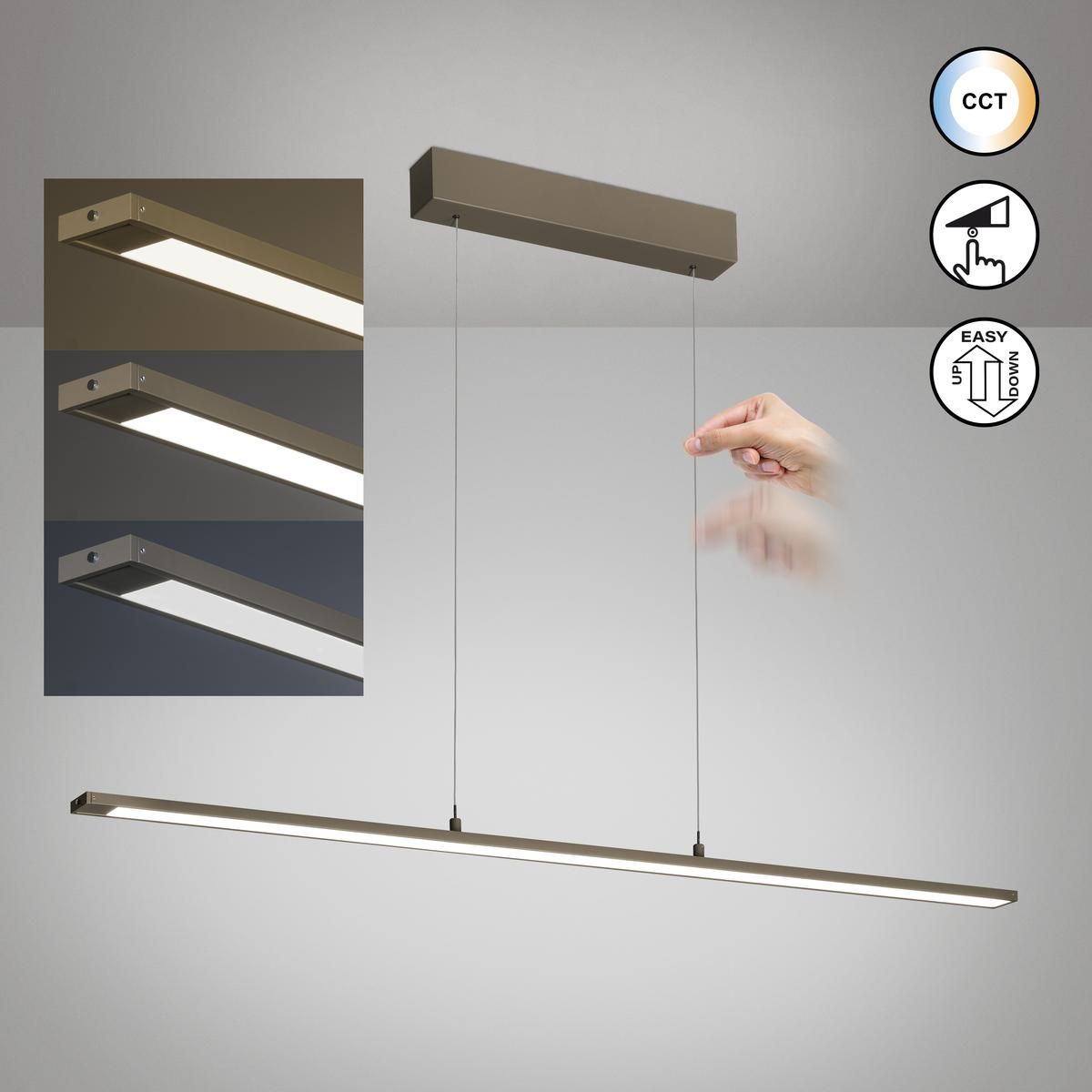Lampadari & plafoniere: LED Pendelleuchte, Greige, 120 cm x 6 cm – Nuovo (secondo la descrizione) da Kreuzlingen venduto da Smart-Light