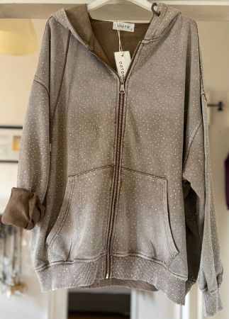 SWEAT-HOODIE MIXT COTON AVEC MICROSTRASS! M