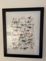 Dinosaurier ABC Bild gerahmt, Kinderzimmer Dekoration 60cm