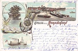 uralte LITHO Ansichtskarte ROMANSHORN 13.9.1898 - sehr schön