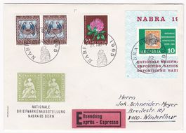 1965, Exoress-Belg NABRA mit Buntfrankatur