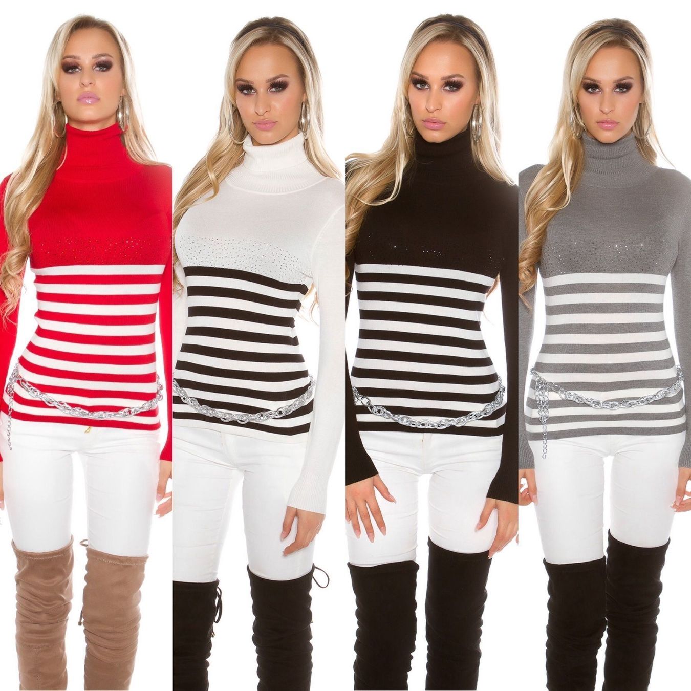 Pullover & Sweatshirts: Koucla Strass Rollkragen Pullover Rot – Neu und originalverpackt aus Sirnach von Koucla-Girl 1
