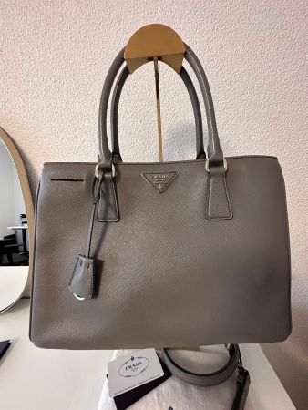 Authentic PRADA Saffiano Leather Gray Tote Bag - Immaculate