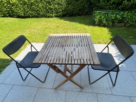 FSC 1 Gartenklapptisch mit 2 Klappstühlen - 70x70cm, 40x40cm