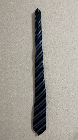 Krawatte Seide blau gestreift Business Top Zustand!