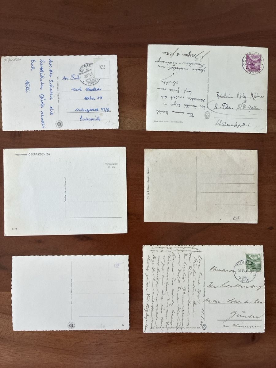 Cartoline postali: 6 Ansichtskarten Schweiz von Oberrieden ZH – Usato da Oftringen venduto da Cla.vD.74 1