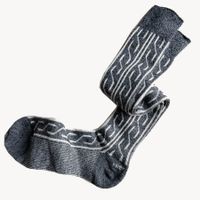 Kniesocken Gr. 43 grau mit Mäandermuster VINTAGE 1980s