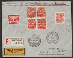 Flugpost Schweiz 1927 Niederlande Amsterdam Zürich Luftpost
