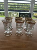 6er Set edle Glaeser mit Goldrand, Vintage, Top Zustand!