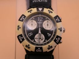 Swatch Midi Aqua Chrono "BLACK JACK" SEB100, neue Batterie