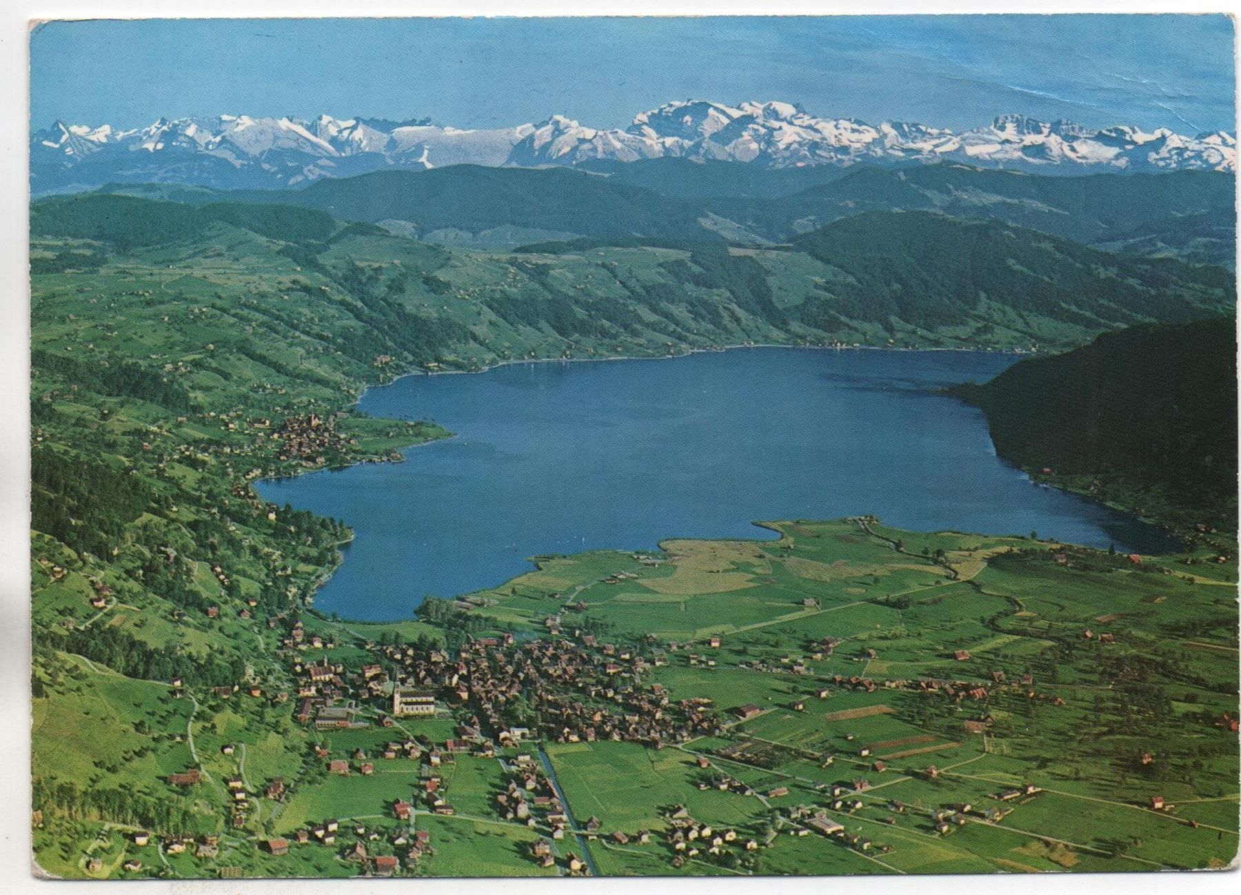 Cartoline postali: UNTERÄGERI Flugaufnahme - Aegeri mit See – Usato da Jona venduto da philajona