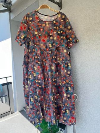 Bequemes Sommerkleid, L, mit viel luftiger Weite, Leinen