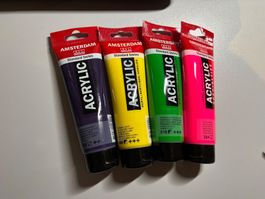 Lot de 4 tubes de peinture acrylique Amsterdam, neuf