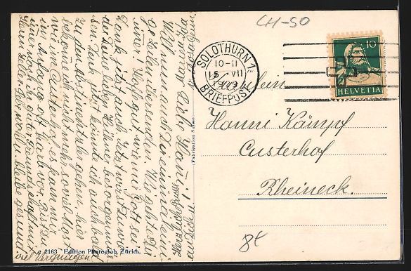 Cartoline postali: AK Solothurn, Gurzelngasse, 1929 – Usato da Berlin venduto da bartko-reher 1