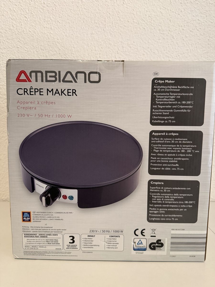 Elettrodomestici da cucina: Ambiano Crepe Maker – Nuovo e nell'imballaggio originale da Balgach venduto da fal_qdf7